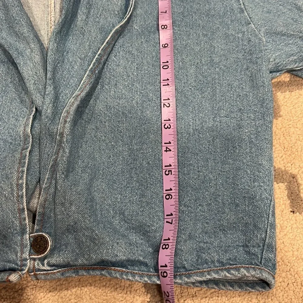 ellen ashley cropped denim jacket size M made in USA 100% cotton EUC one button